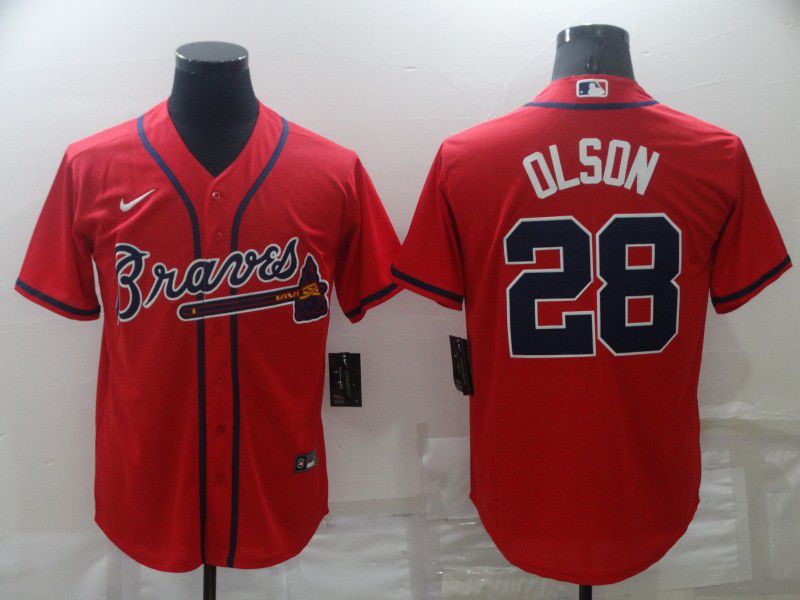 Men Atlanta Braves #28 Olson Red Game Nike 2022 MLB Jerseys